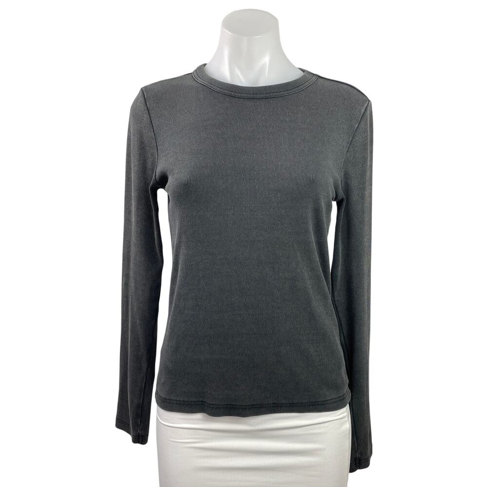 Zara Womens Black Ribbed Knit Crewneck Long Sleeve Pullover Sweater Top Size L